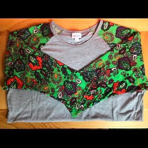 LuLaRoe Randy Tee- Vibrant green paisley print